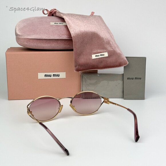 Miu Miu Women Sunglasses Gold Brown Gradient Violet Oval MU52YS 5AK06S BRAND NEW main image 5